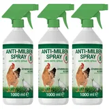 3X 1000ml Milbenspray für Geflügel wie Hühner & Vögel - Sofort & Langfristig gegen Parasiten, bei Akut & Vorbeugung (3X 1000ml)