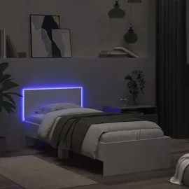vidaXL Bettgestell mit Kopfteil und LED-Leuchten Weiß 90x200 cm