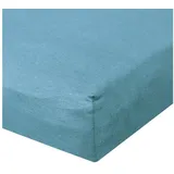 BettwarenShop Spannbettlaken Baumwolle-Jersey-Elasthan 120 x 200 - 130 x 220 cm blau