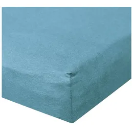 BettwarenShop Spannbettlaken Baumwolle-Jersey-Elasthan 120 x 200 - 130 x 220 cm blau