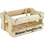 HW HOLZKISTEN-WELT Männerhandtasche aus Holz Natur - Bierträger Flaschenträger Getränketräger Geschenk