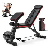 SOFTHOM Klappbar Hantelbank Multifunktionale 8-in-1 Fitness Bank 400KG Last Krafttraining Bänke Trainingsbank Verstellbare für Home Gym, Ganzkörpertraining, Römischer Stuhl Hantelbank, Rückentrainer