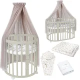 Waldin Babybett OWAL Kinderbett 7in1 mit Matratze, mitwachsendes Kinder-Bett