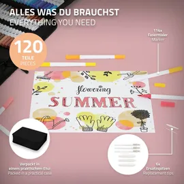 ECD Germany Dual Brush Pen Set 120 Farben, Wasserbasis Doppelfasermaler Set