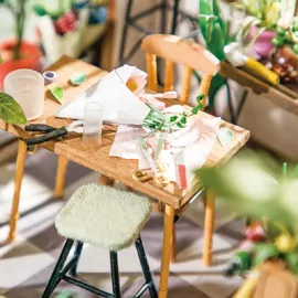 ROBOTIME DG145 Rolife Emilys Blumenladen Holz, Metall, Stoff und Kartonage, Maße: 22 x 15 x 17 cm,