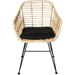 Esszimmerstuhl Armlehnenstuhl Rattan Farbe natur inkl. Kissen ANTALYA