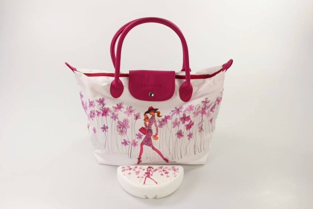 TUPPERWARE Tasche Shopper pink Lady Einkaufstasche + Vesper-Box weiß pink Lady