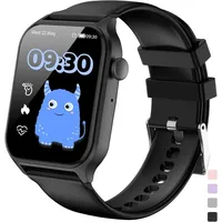 für Teenager Kinder mit Herzfrequenz Schlaftracker Schrittzähler Wecker Sport IP68 Wasserdicht Fitnesstracker - Schwarz