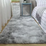 XUEDNGM Waschbarer Teppich Shaggy Teppich 70 x 70 cm Flauschig, Weich, Pflegeleicht, Anti-Rutsch, Waschbar Hochflor Waschbarer Teppich rutschfest Fellteppich für Wohnzimmer, Schlafzimmer, Hellgrau