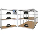 Proregal Mega Deal 5x Schwerlastregal Taurus XL mit TÜV/GS Zertifizierung HxBxT 180 x 160 x 60 cm Fachlast 250 kg Verzinkt