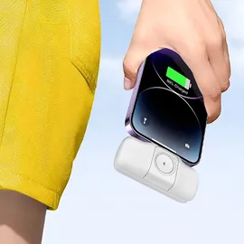 wozinsky WF16-YLS 5000 mAh 15 W Lightning Mini-Powerbank mit integriertem USB-C-Kabel und Apple Watch Ladegerät Weiß