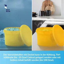 Benbow Eimer mit Deckel 0,5L x1000 Gelb - lebensmittelecht, stabil, luftdicht, auslaufsicher, geruchsneutral - Plastikeimer mit Henkel - leer - Gelb
