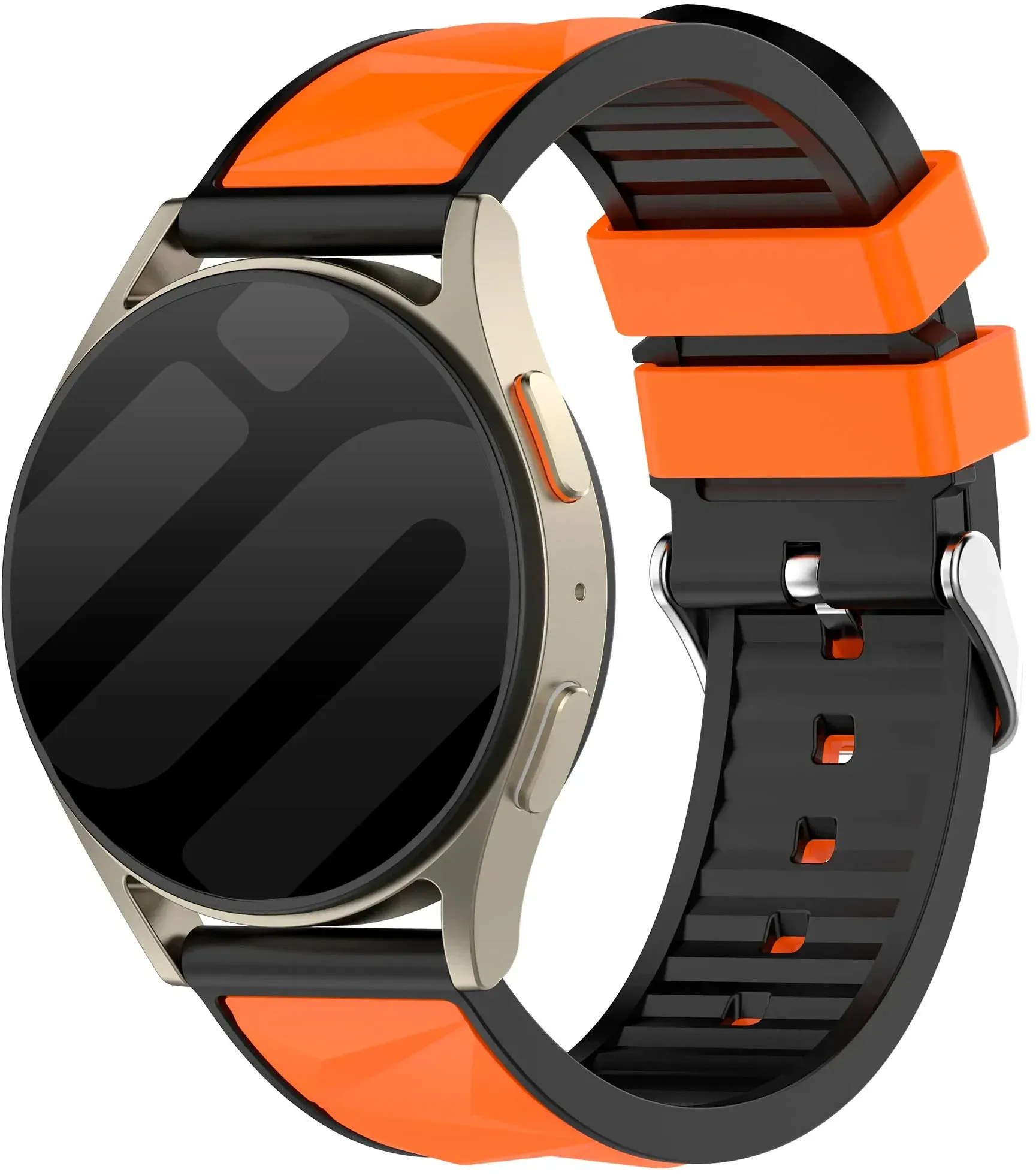Strap-it Gard Pro Health Smartwatch 2+ Armband Silikon 'Sport' für Gard Pro Health Smartwatch 2+ - Orange/schwarz - Schnallenverschluss