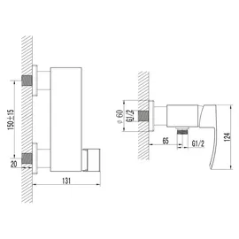 Sapho Ginko Duscharmatur Wandmontage für 1 Verbraucher Schwarz Matt 1101-11B