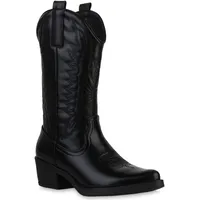 VAN HILL Damen Cowboystiefel in Schwarz,