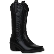 VAN HILL Damen Cowboystiefel in Schwarz,