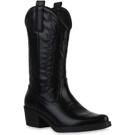 VAN HILL Damen Cowboystiefel in Schwarz,