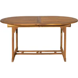 Möbilia Gartentisch oval 150 x 100 x 75 cm Akazie natur