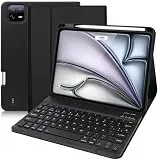 WINCHKING Hülle Mit Tastatur Für iPad Air 13 Zoll 2025 M3/2024 M2, Tastatur Hülle Für iPad Pro 12.9" (3. 4. 5. 6. Gen), Bluetooth Magnetisch Abnehmbarer Mit QWERTZ Layout, (Schwarz)