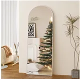 Boromal Ganzkörperspiegel Weiß 150x50cm Standspiegel groß Weiß mit Aluminiumrahmen(Flurspiegel Hochspiegel, Rundbogen), Hängend, Wand gelehnt