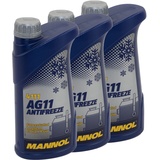 Kühlerfrostschutz Konzentrat MANNOL AG11 Longterm -40°C 3 X 1 Liter blau