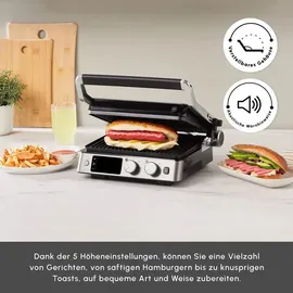 KARACA Compact Stahl Sear und Grill Inox 2008 Grillen und Toaster Sandwichtoaster & Kontaktgrill mit Schnellaufheizung, Temperaturregelung & Höhenverstellung, Tost Makinesi