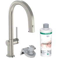 Hansgrohe Aqittura M91 Küchenarmatur, mit Ausziehauslauf, 1jet, Starter Set, Edelstahl Finish