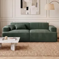 skølm Freki Cloud Couch – Sofa 2 Sitzer aus Cord in Dunkelgrün – Sofagarnitur mit 2 Kissen – Vollschaumcouch mit Federkern & Vakuum-Kompression – Schlafsofa 230 cm breit – kein Aufbau erforderlich