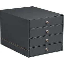 Rhodiarama Schubladenbox mit 4 geschlossenen Laden, Kunstleder, 24,8x32 ,7x22,8cm - Titan 194571C