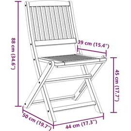 vidaXL Gartenstuhl klappbar 48 x 57 x 91 cm grau 2 St.