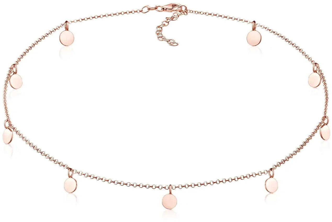 Elli Choker »Halskette Choker Plättchen Coin Poliert 925 Silber« Elli Rosegold 36