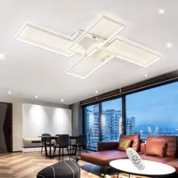 Guang Shuo LED Deckenleuchte Dimmbar, L130cm LED Deckenleuchte Wohnzimmer mit Fernbedienung,4 Schicht Weiß Deckenlampe Led Wohnzimmer Deckenleuchte mit Fernbedienung, Wohnzimmerlampe Led Wohnzimmer