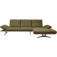Dieter Knoll Ecksofa Formia, Grün, Holz, Textil, Wildeiche, massiv, Uni, 4-Sitzer, Ottomane rechts, L-Form, 314x159 cm, Made in Germany, erweiterbar, Typenauswahl, Fußauswahl, Lederauswahl, Stoffauswahl, planbar, seitenverkehrt erhältlich, Hocker Rücken echt, individuell planbar, Wohnzimmer, Sofas & Couches, Wohnlandschaften, Ecksofas
