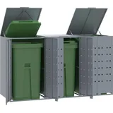 vidaXL Mülltonnenbox für 3 Tonnen Grau 207x79x117 cm Stahl