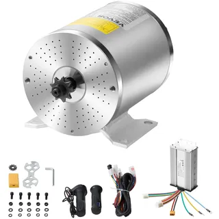 Vevor 1800 W Elektrischer Bürstenloser Gleichstrommotor-Bausatz, Elektromotor – 48 V 4500 U/min Motor mit verbessertem Drehzahlregler, Gasgriff-Bausatz für Go Karts, E-Bikes, Motorräder, Roller