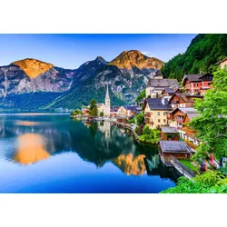 Fototapete PAPERMOON "Hallstatt Austria", bunt (mehrfarbig), B:2,5m L:1,86m, Vlies, Tapeten