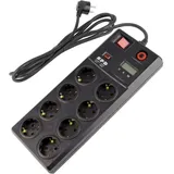 Ledkia - Steckerleiste 8 Schuko Steckdosen Tyo f + Überspannungsschutz 3m Schwarz