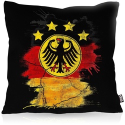 Kissenbezug, VOID, Outdoor-Kissen Deutschland EM WM Wappen Flagge Nationalflagge Fussball Fan schwarz 50 cm x 50 cm