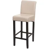 Mendler Barhocker HWC-C33, Barstuhl Tresenhocker, Holz FSC®-zertifiziert ~ creme, dunkle Beine, Kunstleder