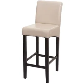 Mendler Barhocker HWC-C33, Barstuhl Tresenhocker, Holz FSC®-zertifiziert ~ creme, dunkle Beine, Kunstleder