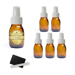 Espírito rebelde 5x Glas-Sprühflasche 30 ml mit Sprühkopf + 5 Schiefertafeln und Kreide - Ätherische Öle und Kosmetika