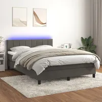 VidaXL Boxspringbett mit Matratze & LED Dunkelgrau 140x200 cm