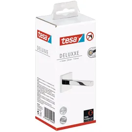 Tesa DELUXXE Ersatzrollenhalter für Toilettenpapier, verchromt - zur Wandbefestigung ohne Bohren, inkl. Klebelösung - 50 mm x 50 mm x 132 mm