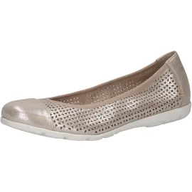 CAPRICE Damen Ballerinas aus Leder mit Lochmuster, Beige (Taupe Metallic), 40 EU