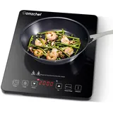 Induktionskochplatte,AMZCHEF Induktionskochfeld 1 Platte, 2000W Einzel induktionskochfeld mit schlankem Design, 10 Leistungsstufen und Temperatureinstellungen, Sicherheitsverriegelung