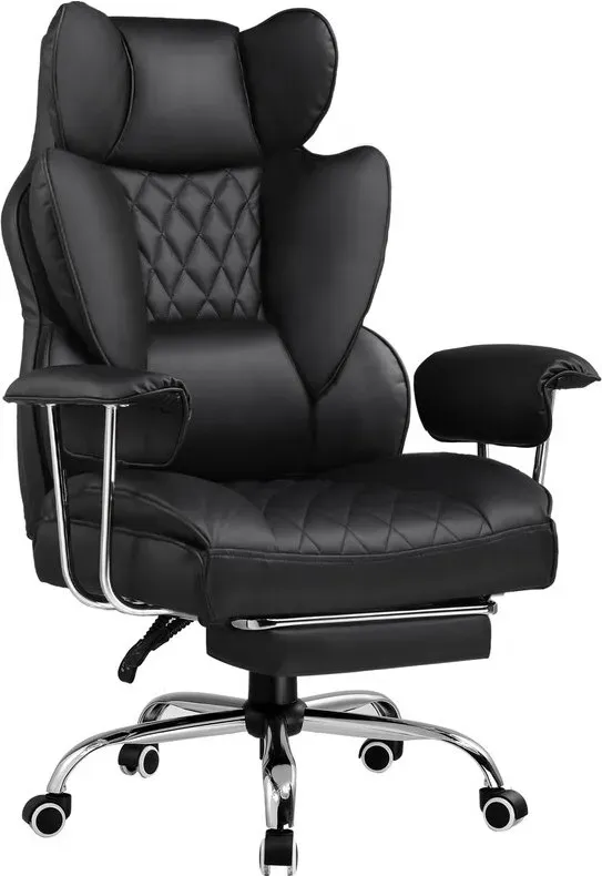GTPlayer Gaming-Stuhl, Bürostuhl mit Fußstütze, ergonomischer, robuste hohe Rückenlehne, Lendenstütze, Heim-Relaxdrehstuhl, Computerstühle, Schwarz