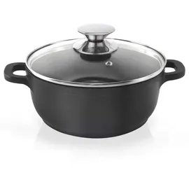 ORION GROUP ORION Aluguss Kochtopf Topf mit Glasdeckel GRANIT 24 cm | 4 l Gas Induktion