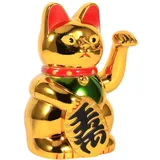 Nikou Winkekatze Gold Maneki Neko, Chinesische Glückskatze 5" Lucky Fortune Cat Glücksdekoration Swing Schwingender Arm, Figur für Ornamente für Haus und Auto