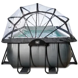 EXIT TOYS Black Leather Pool Set 400 x 200 x 100 cm inkl. Sandfilter, Abdeckung und Wärmepumpe