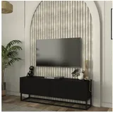 [en.casa] Nolven TV-Lowboard 135 x 31,5 x 46,5 cm Schwarz Metall/Spanplatte